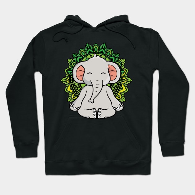 Meditating Elephant Gift Yoga Lover Women Elephant Hoodie by PomegranatePower